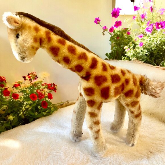 Vintage Steiff Giraffe Mohair Plush 11" Missing Button & Tag - Picture 2 of 13